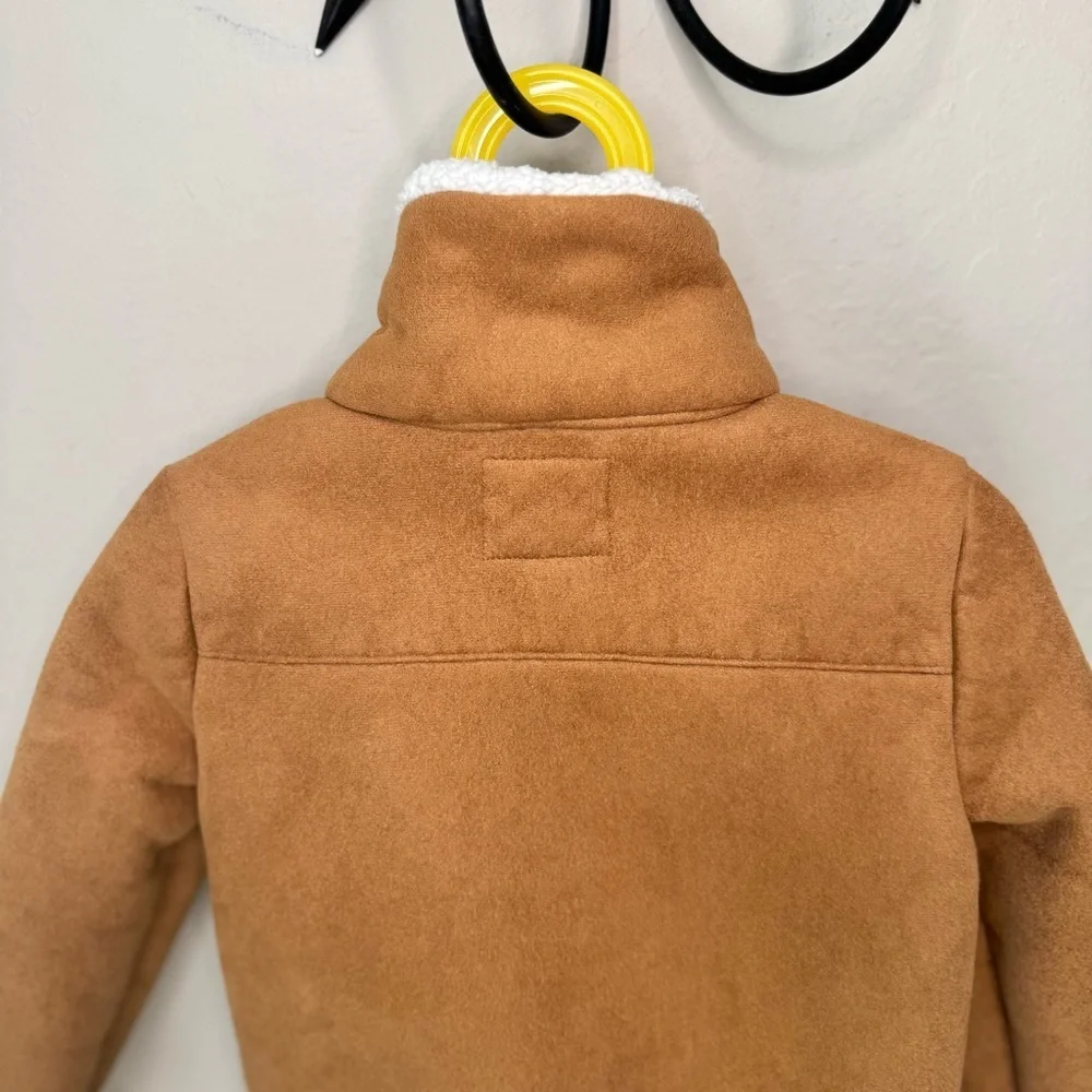 OSHKOSH B’GOSH Girls Faux Suede Jacket With Sherpa Cream Fleece Size 6/6X Warm